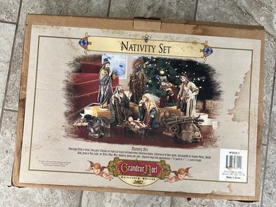 Grandeur Noel 2002 Fabric Mache Christmas Nativity Scene Holy Family Large 9pc 