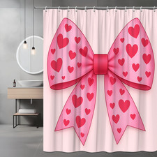 Adorable Pink Heart Shower Curtain for Kids Bedroom or Bathroom