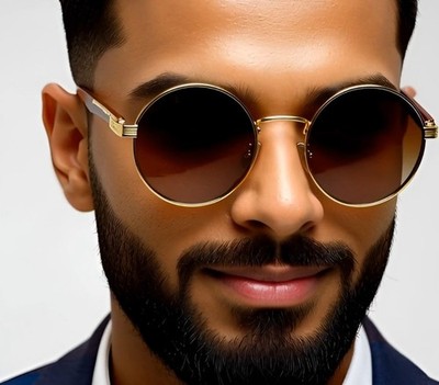 Men's Sunglasses Gafas Lentes Sol Classy Modern Sophisticated Madera Round oro