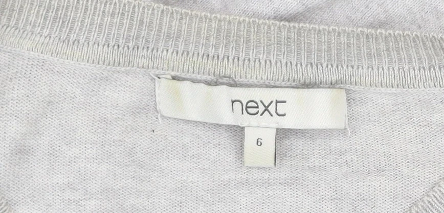 Next Womens Grey Cardigan Size 6 Crew Neck Knit Long Sleeve - Image 4 of 4