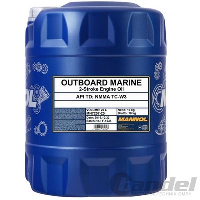 20 LITER 2-TAKT OUTBOARD MARINE ÖL MANNOL MOTORÖL MISCHÖL TC-W3