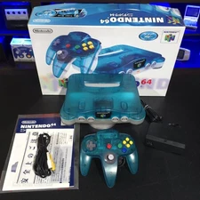 Nintendo 64 N64 Ice Blue Clear Funtasic Console Complete CIB Boxed Region-Free