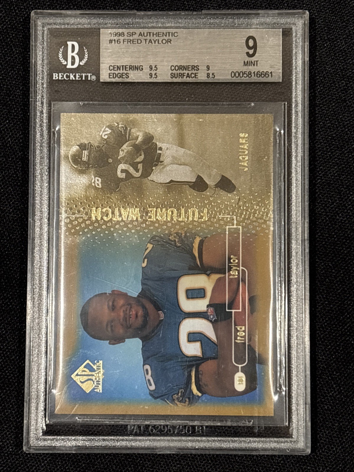 1998 Upper Deck SP Authentic #16 Fred Taylor /2000 RC Rookie Mint BVG 9 W/ 9.5s