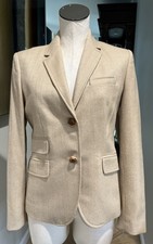 J Crew women 6 Tan herringbone wool preppy school academy classic blazer