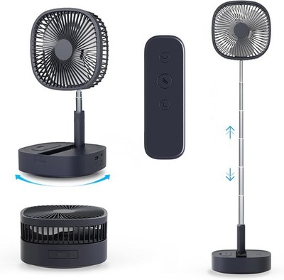 Portable oscillating pedestal fan, telescopic 4-speed silent timer fan 