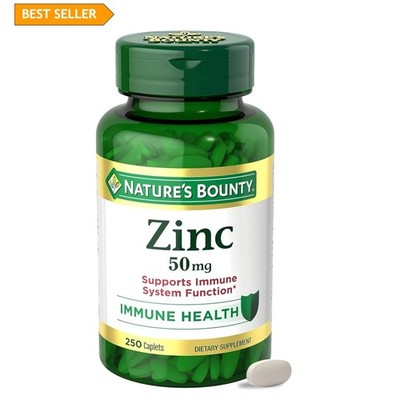 Nature's Bounty Zinc 50mg - Immune Support & Antioxidant, 250 Veg Caplets
