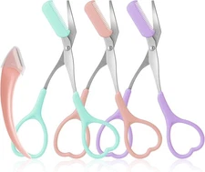 3Pcs-Eyebrow Scissors with Eyebrow Razor,Professional Eyebrow Trimmer Scissors w