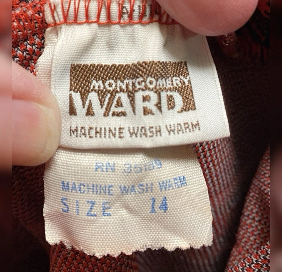 Maxi falda a cuadros roja y negra vintage para mujer de los años 70’s - Montgomery Ward talla 14 Foto 3 de 3