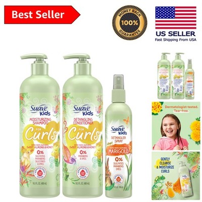 Hydrating Curl Enhancer Set for Kids: Shampoo, Conditioner & Detangler Spray