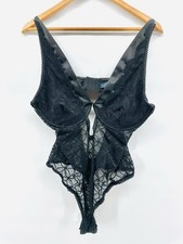 Exposed Black Lace Teddy Bodysuit XL-3X Plunge Underwire Lingerie 1 Pieces AC17