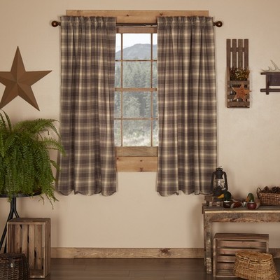 Rustic 63''x36'' Panel Pair Brown Rod Pocket Dawson Tie Window Curtains VHC Brands