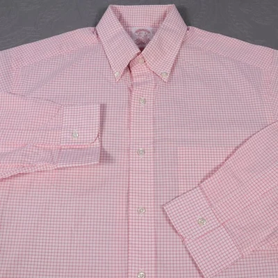 VTG New Brooks Brothers Dress Shirt Mens 15.5 32/33 Medium Pink Check Hong Kong - Image 1 of 4