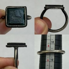 Beautiful Ancient Roman Greek Silver Ring With Animal Intaglio