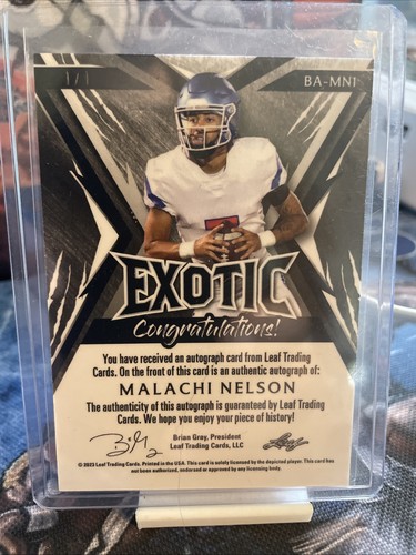 2023 Leaf Exotic Malachi Nelson 1/1 Cheetah Auto One of One USC Trojans QB - Picture 6 of 6