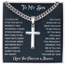 To My Son Cross Necklace Christian Inspirational Bible Verse Faith Love Gifts