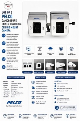 Pelco, Camclosure Series ICS200-CR6, Ceiling Mount Camera - Lot of 2