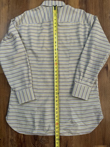 Robert Talbot Dress Shirt Men’s 18-35 Yellow/blue/brown Striped Long Sleeve - Picture 6 of 7