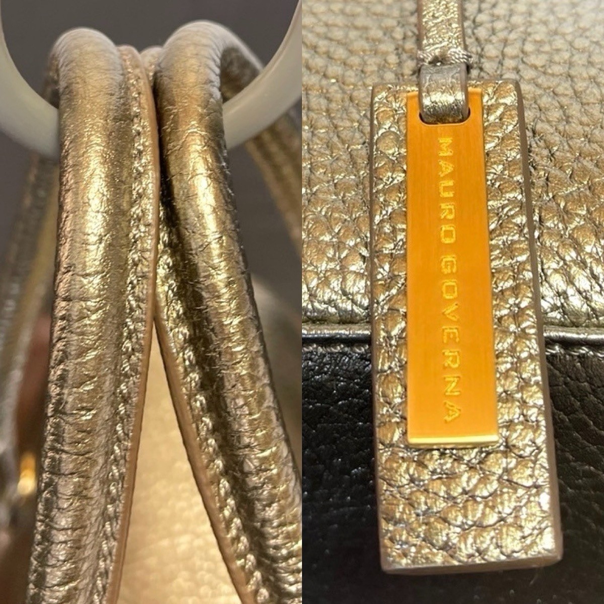 Mauro Governa Leather Gold Hand Tote Bag | eBay