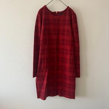 MARC BY MARC JACOBS L/S Wool Cotton Plaid Dress Wine Red Size XS MJ1225261
