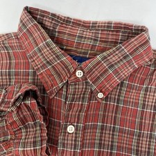 Polo Ralph Lauren Button Down Men Large Red Plaid Cotton Long Sleeve Pony Logo