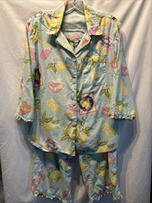 Nick Nora Sleepwear Lemonade Pajama Set Womens Small 100 Cotton Lemons Cozy