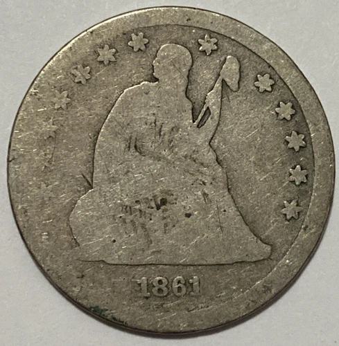 1861 - Seated Liberty Silver Quarter - Exact Coin Imaged #SL194