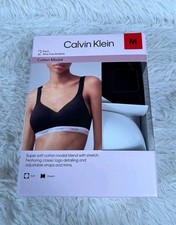 Calvin Klein Wire Free Bralette 2 Pack Womens Sz M Black White Stretch Soft NEW