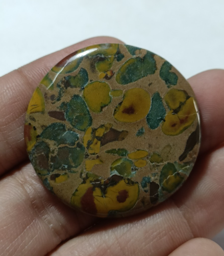 Natural Fruit Jasper Gemstone Round Cabochon Weight 10.39 Gram 35X35X5 MM - Picture 3 of 5