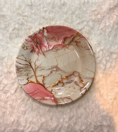 6 Speiseteller Roségold Melamin Marmor Design tolle Qualität 26 cm - Bild 1 von 12