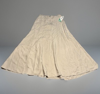 NEW Sigrid Olsen Maxi A Line Skirt Womens S Beige Elastic Waist Modest Lyocell