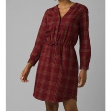 NWT Prana Loop to Pines Dress Red Plaid Small Nature Granola