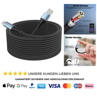 USB C Ladekabel 5 Meter Geflochten Schwerlast