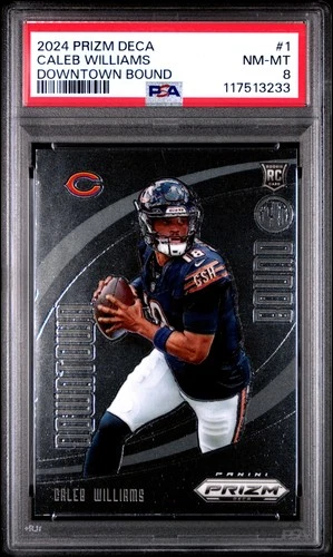 2024 PANINI PRIZM DECA DOWNTOWN BOUND #1 CALEB WILLIAMS ROOKIE RC PSA 8