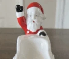 Vtg Christmas Santa Claus Reindeer Sleigh Cracker Dish Mid Century J.S.N.Y. 9.5”