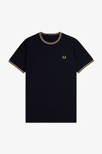 Fred Perry T-shirt Con Doppia Riga Blu - Taglia L Abbigliamento Uomo T-shirts