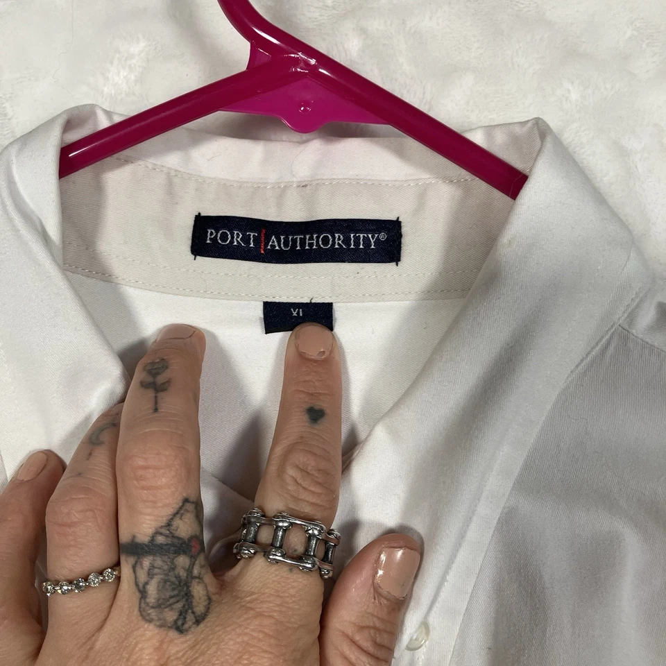 Angels Envy 波旁 XL 男式纽扣白色衬衫带棕色刺绣-所有者衬衫 — 第 4/4 张图片