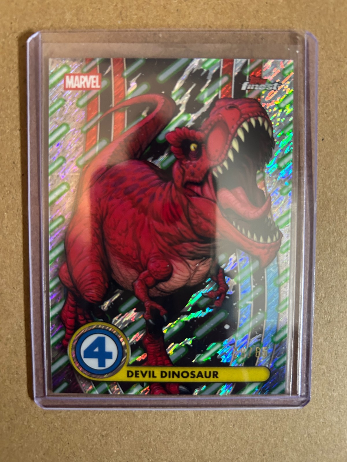 2026 Topps Finest Fantastic Four Devil Dinosaur Cosmic Ray Refractor 28/65 #012