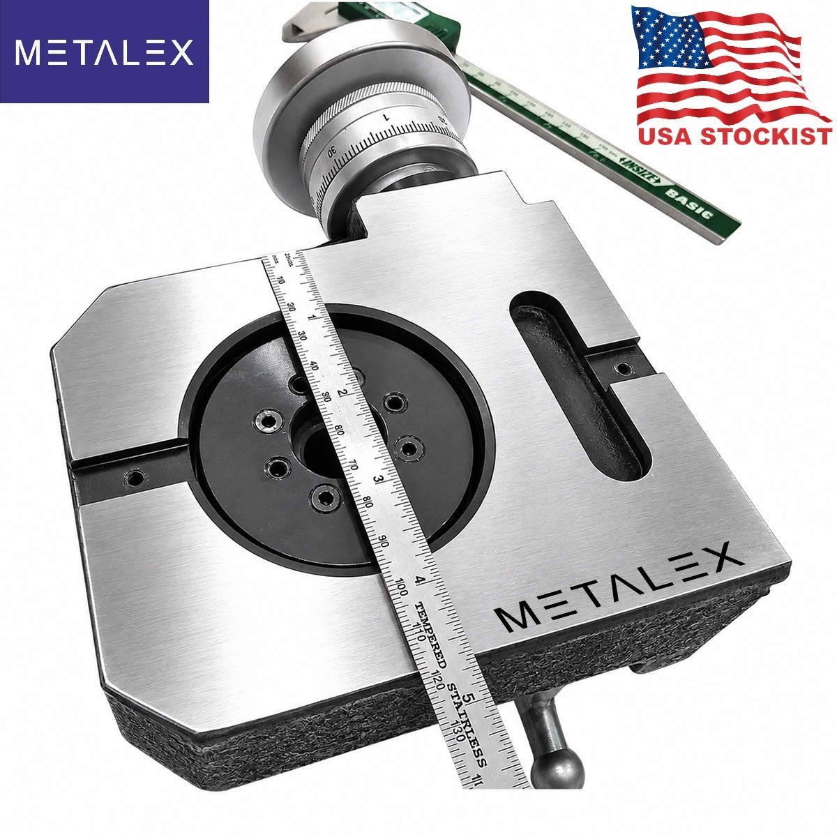 110mm 4"Inch Precision Rotary Table HV4 4-Slot With Center Bore MT2 Metalworking