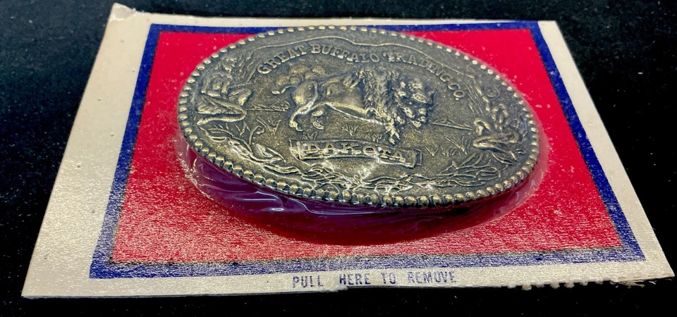 Hebilla de cinturón Dakota vintage años 70 Great Buffalo Trading Co bronce Foto 2 de 4