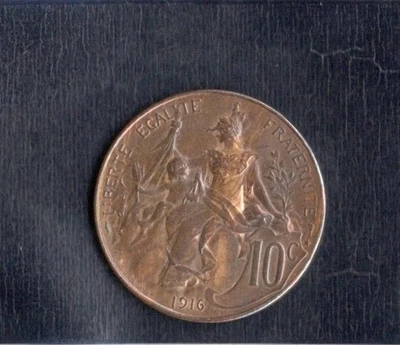 10 centimes FRANCE DE 1916 en Bronze TB. ( Voir photo) - Photo 1/2
