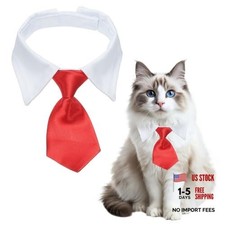 Red Tuxedo Bowtie with Collar, Cute Cat Dog Tie with Collar, Adjustable S