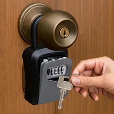 Portable Wall Mount Password Key Box, Resettable Code Safe Security Lock Box