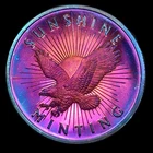 1 oz Silver Proof Round Sunshine Mint Monster Rainbow Toning Mint Mark SI