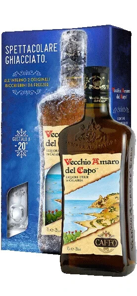 Confezione Regalo Amaro del Capo, Caffo cl.70 con 2 bicchieri