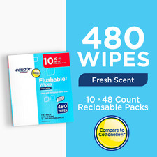 Flushable Wet Wipes, Fresh Scent, 480 Wipes ,...