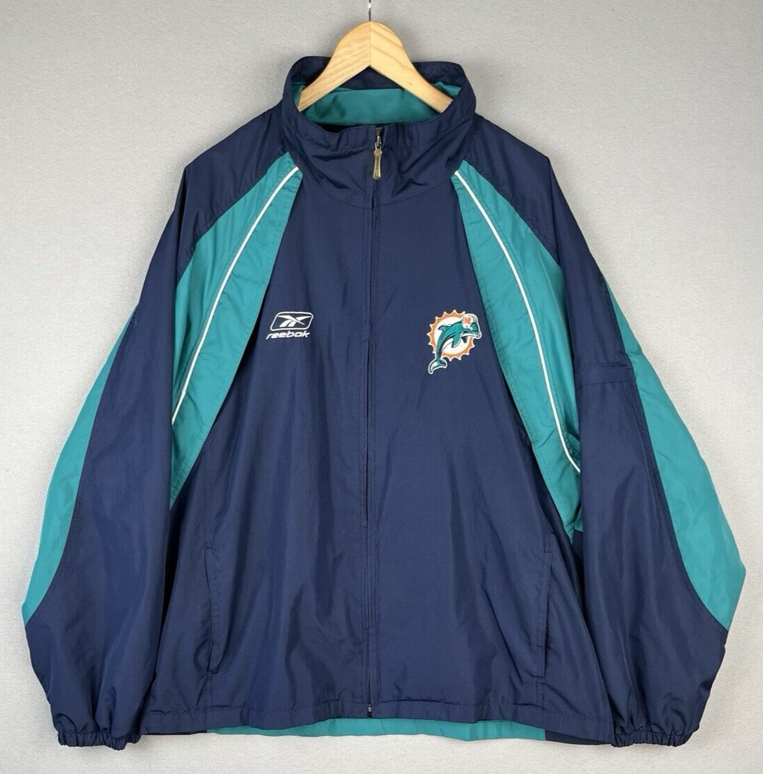 Vintage Miami Dolphins NFL Reebok Zip Up Jacket/Windbreaker Blue Men’s Size L