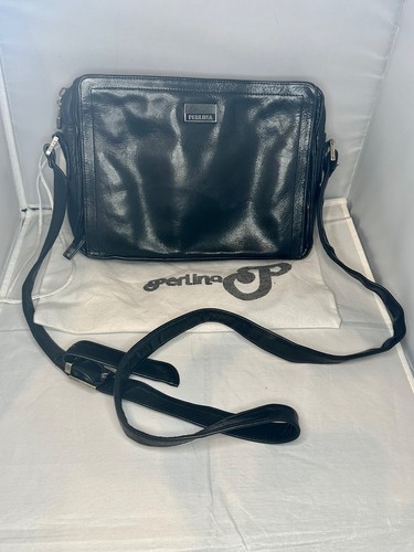 Vintage Perlina NY Designer Soft Black Leather Crossbody Purse w/Dustbag (E2379) - Picture 14 of 14