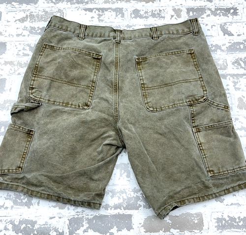 Vintage No Boundaries Carpenter Shorts Men 34 Green Canvas Baggy Y2K 00s Olive