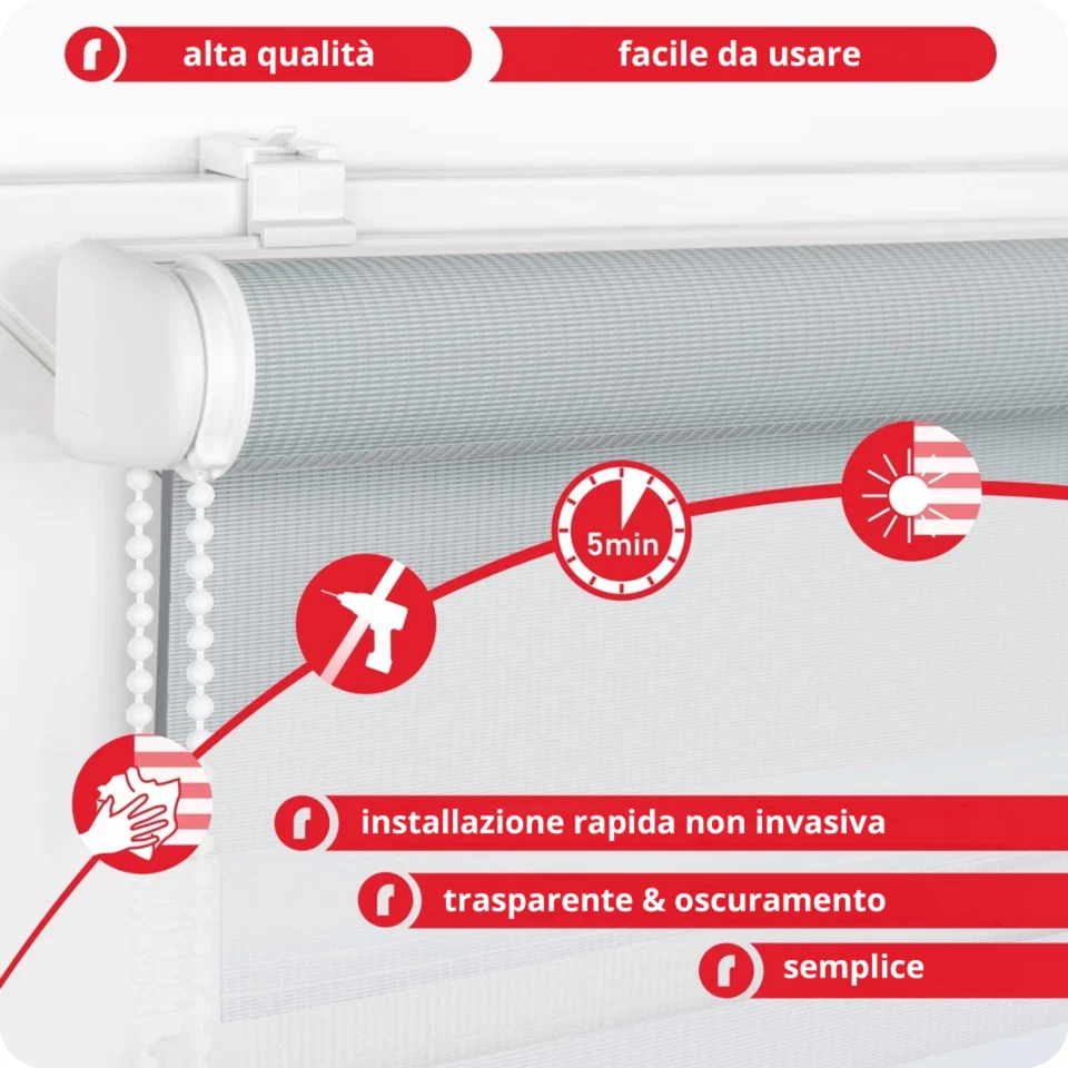 Tenda a Rullo Giorno e Notte senza Foratura Oscurante Dopprio Strato ROLLMAXXX® - Immagine 4 di 4