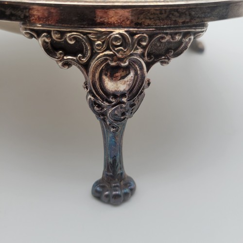 Antico Eton Silverplate servizio a cupola girevole inserto vetro piedi artiglio ornato - Foto 4 di 19